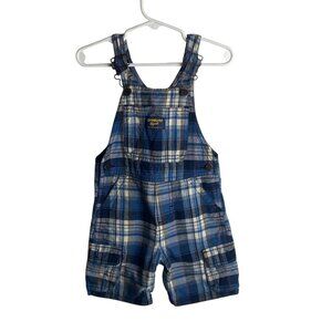Oshkosh B'gosh Overall Shorts Blue Plaid Boys 24months Bibs